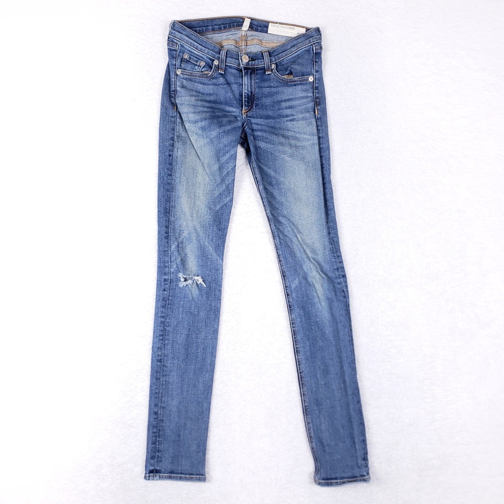 Rag & Bone JEAN Women 26 Skinny‎ Distressed Blue Denim Brimfield Made In USA
